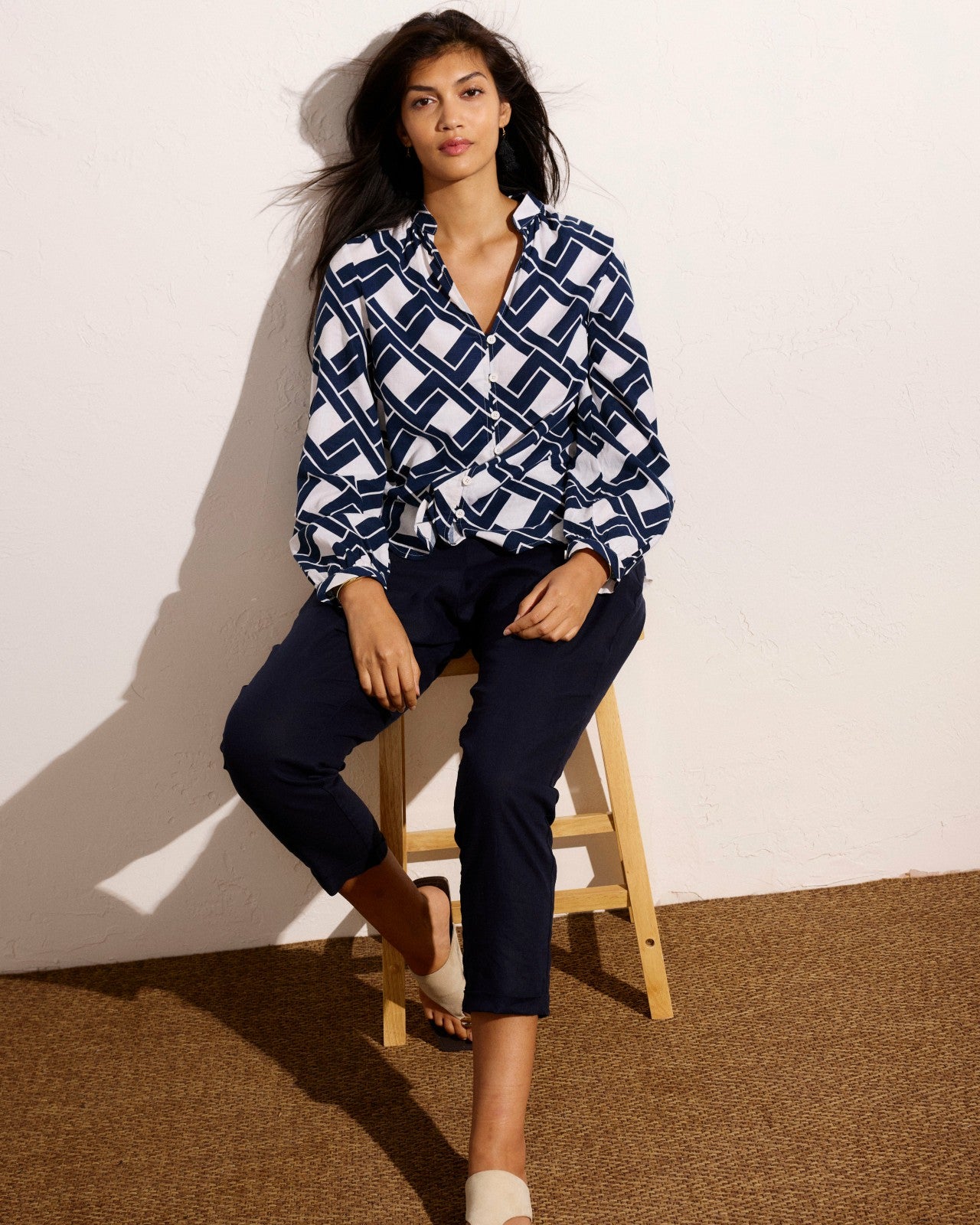 Universal Standard Sayville Linen Blend Drawstring Pant - Navy