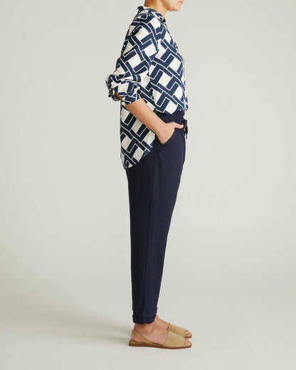 Universal Standard Sayville Linen Blend Drawstring Pant - Navy