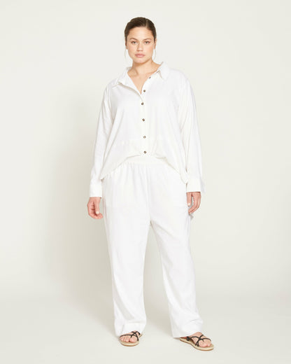 Universal Standard Iris Linen Blend Easy Pull-On Pants - White