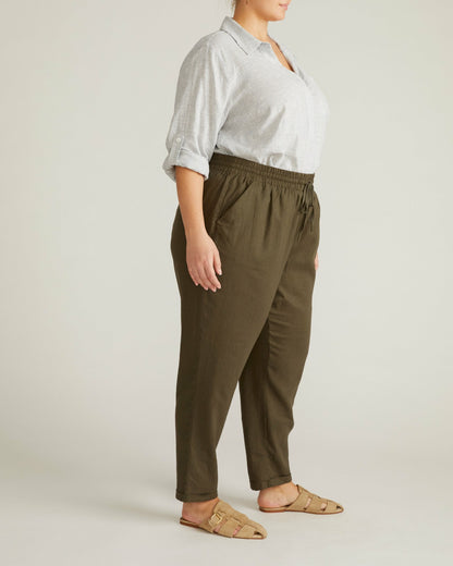 Universal Standard Sayville Linen Blend Drawstring Pant - Camo