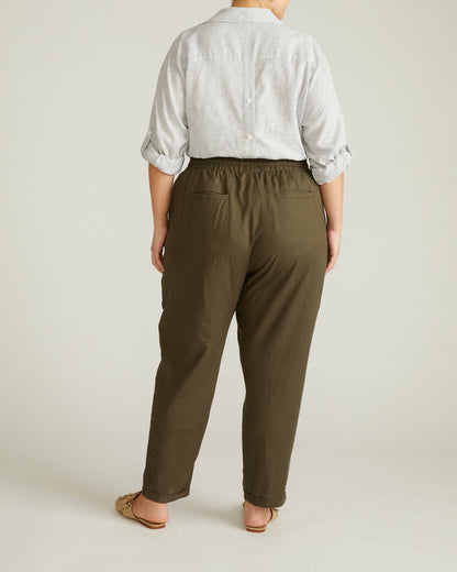 Universal Standard Sayville Linen Blend Drawstring Pant - Camo