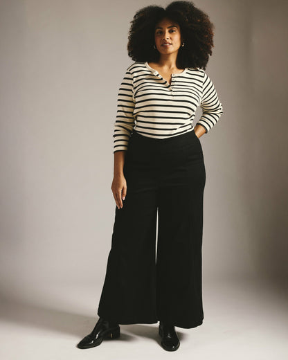 Universal Standard Olivia Pintuck Wide Leg Jeans - Jet Black