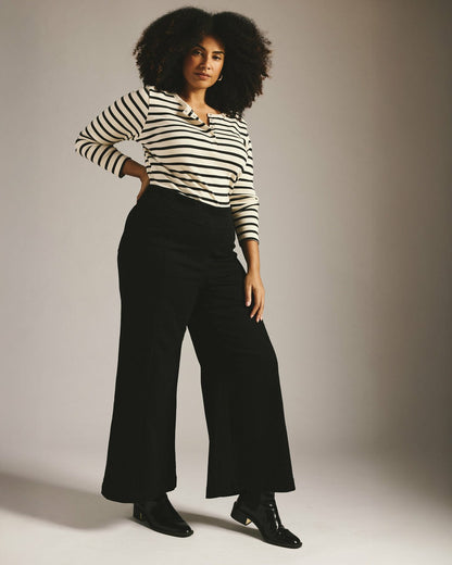 Universal Standard Olivia Pintuck Wide Leg Jeans - Jet Black