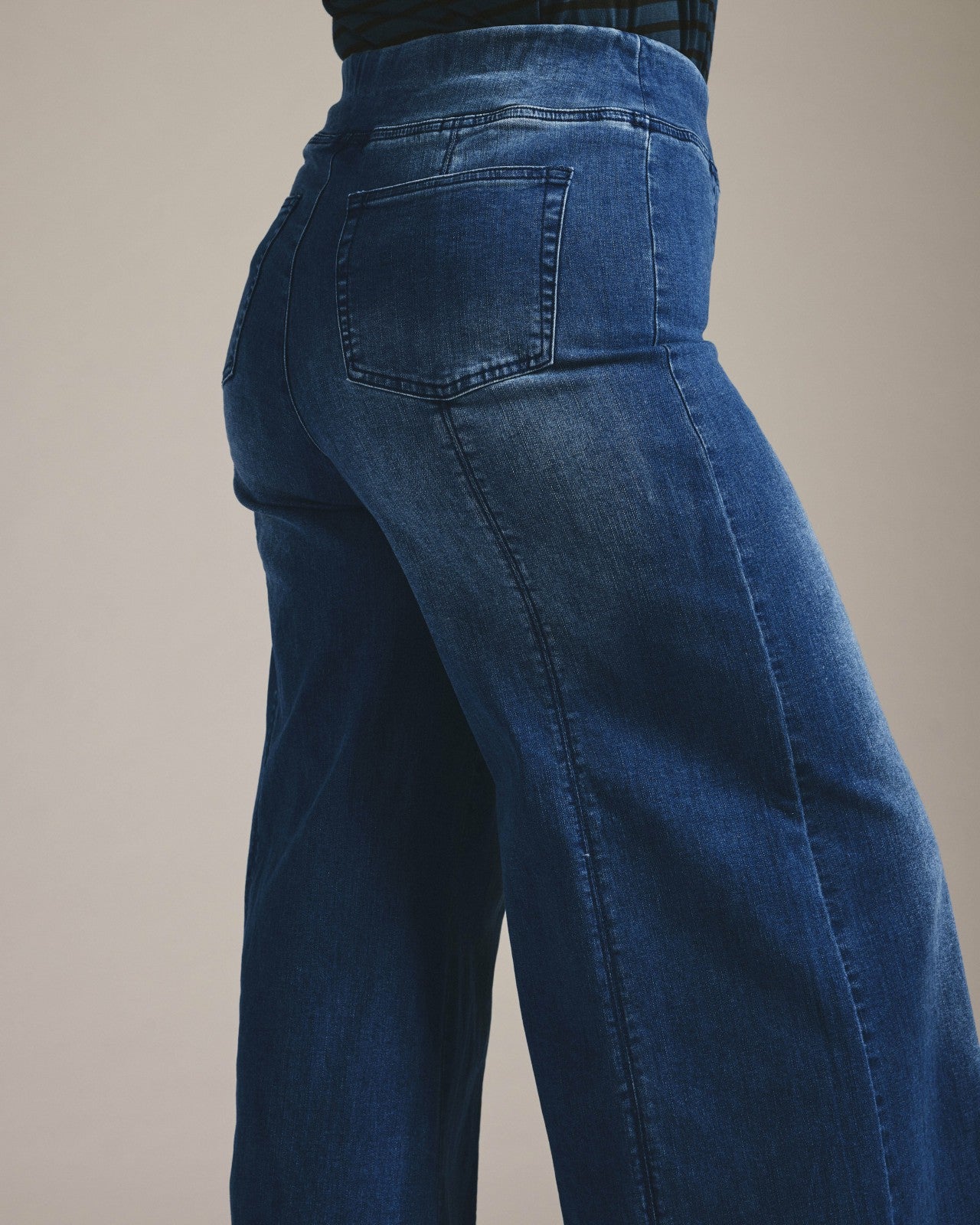 Universal Standard Olivia Pintuck Wide Leg Jeans - True Blue