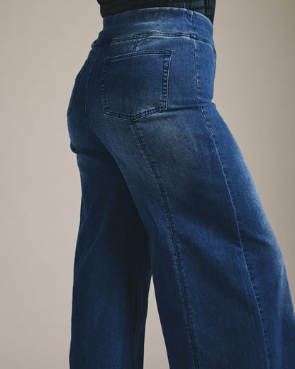 Universal Standard Olivia Pintuck Wide Leg Jeans - True Blue