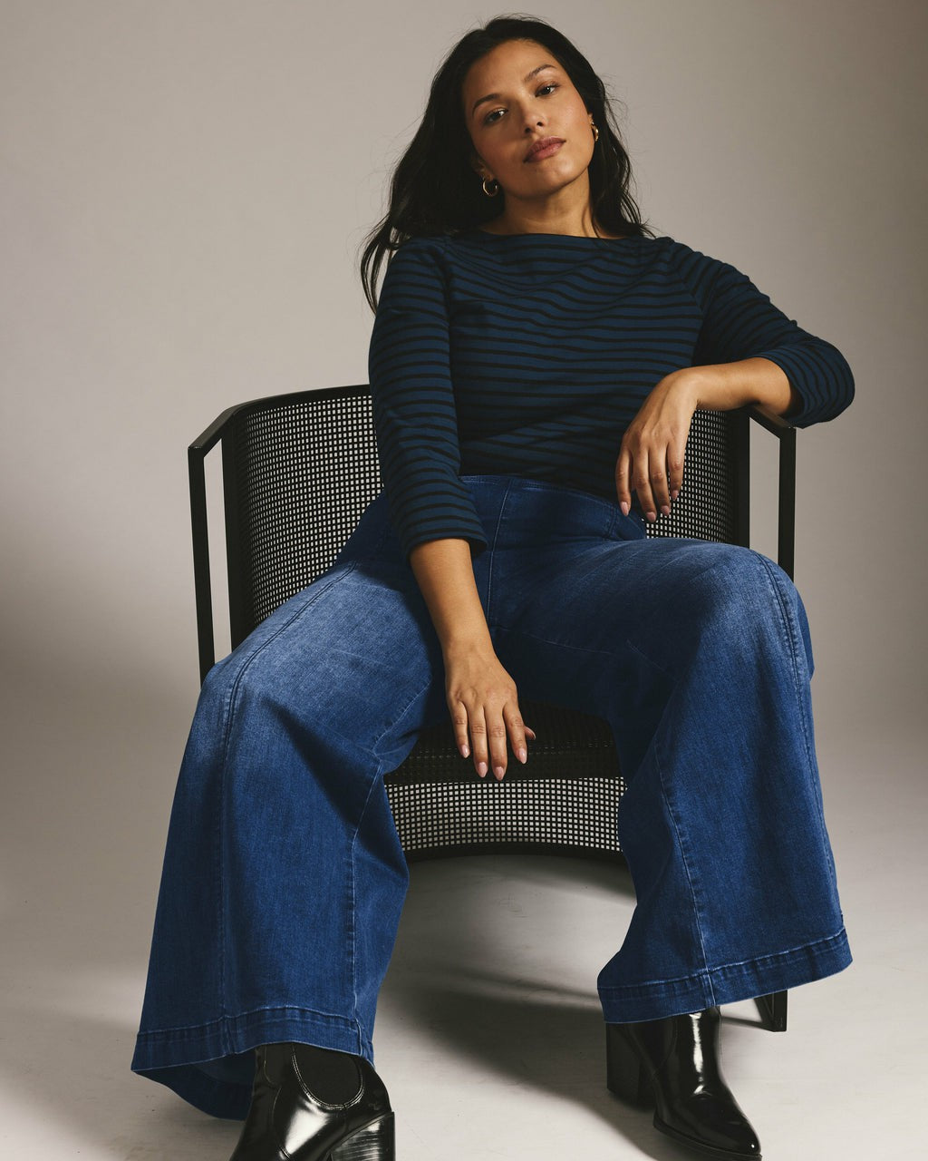 Universal Standard Olivia Pintuck Wide Leg Jeans - True Blue
