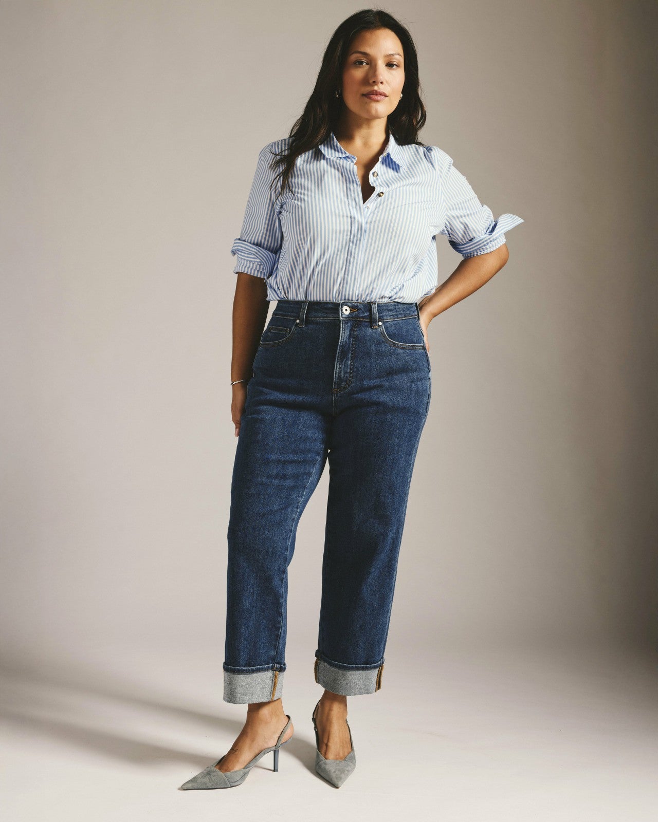 Universal Standard Stevie High Rise Cuffed Straight Leg Jeans - Odeon Blue