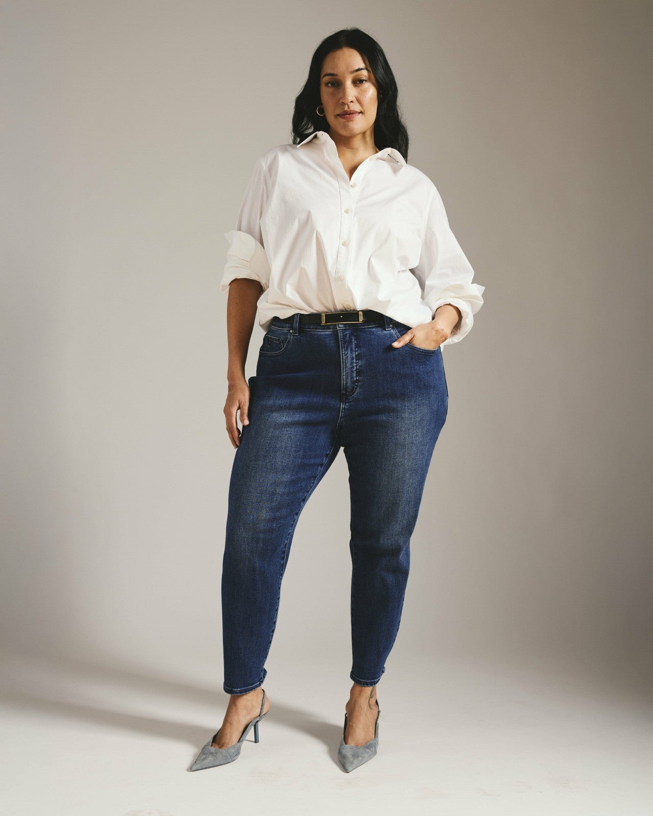 Universal Standard Joni High Rise Curve Slim Leg Jeans 27 Inch - True Blue
