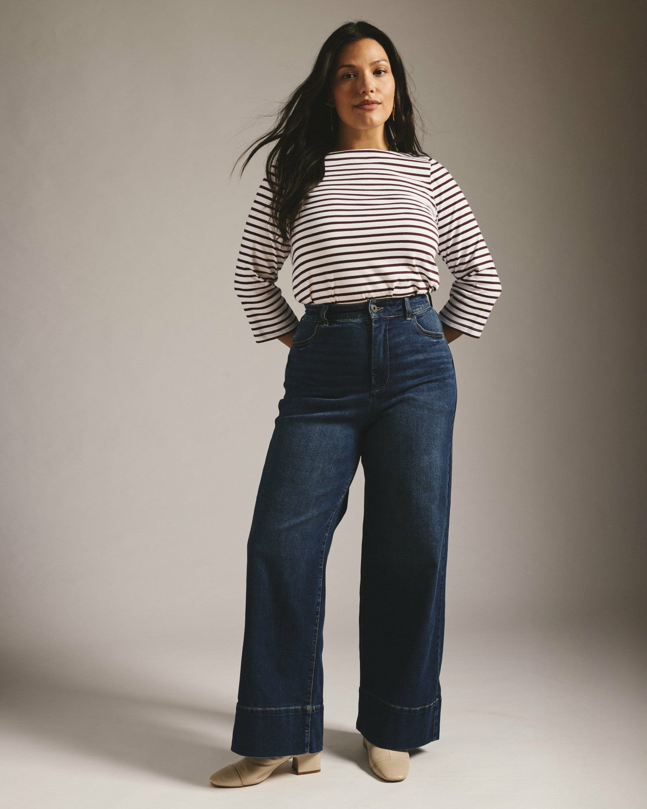 Universal Standard Carrie High Rise Wide Leg Jeans - Naval Blue Wash