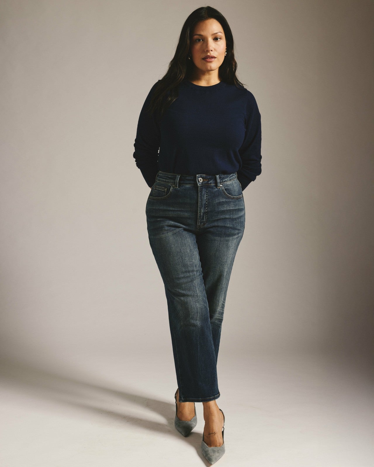 Universal Standard Donna High Rise Curve Straight Leg Jeans 27 Inch - Field of Dreams Ind