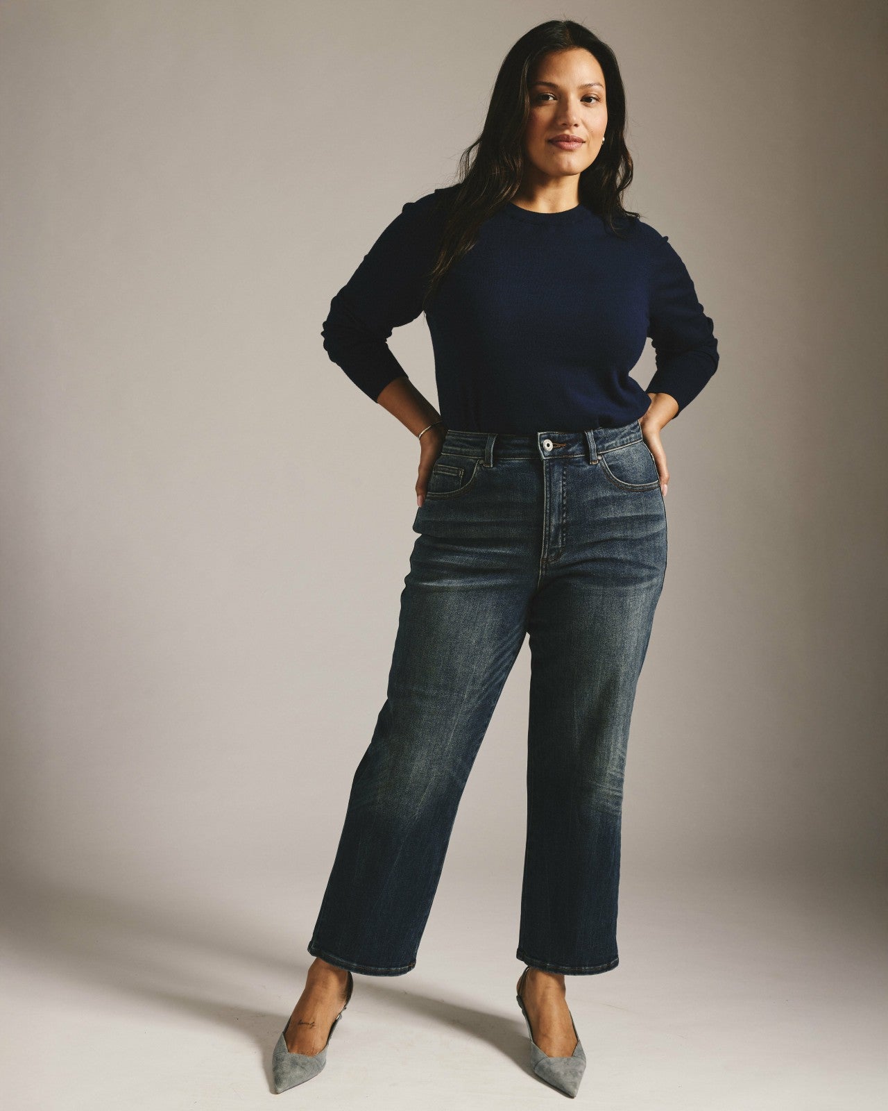 Universal Standard Donna High Rise Curve Straight Leg Jeans 27 Inch - Field of Dreams Ind