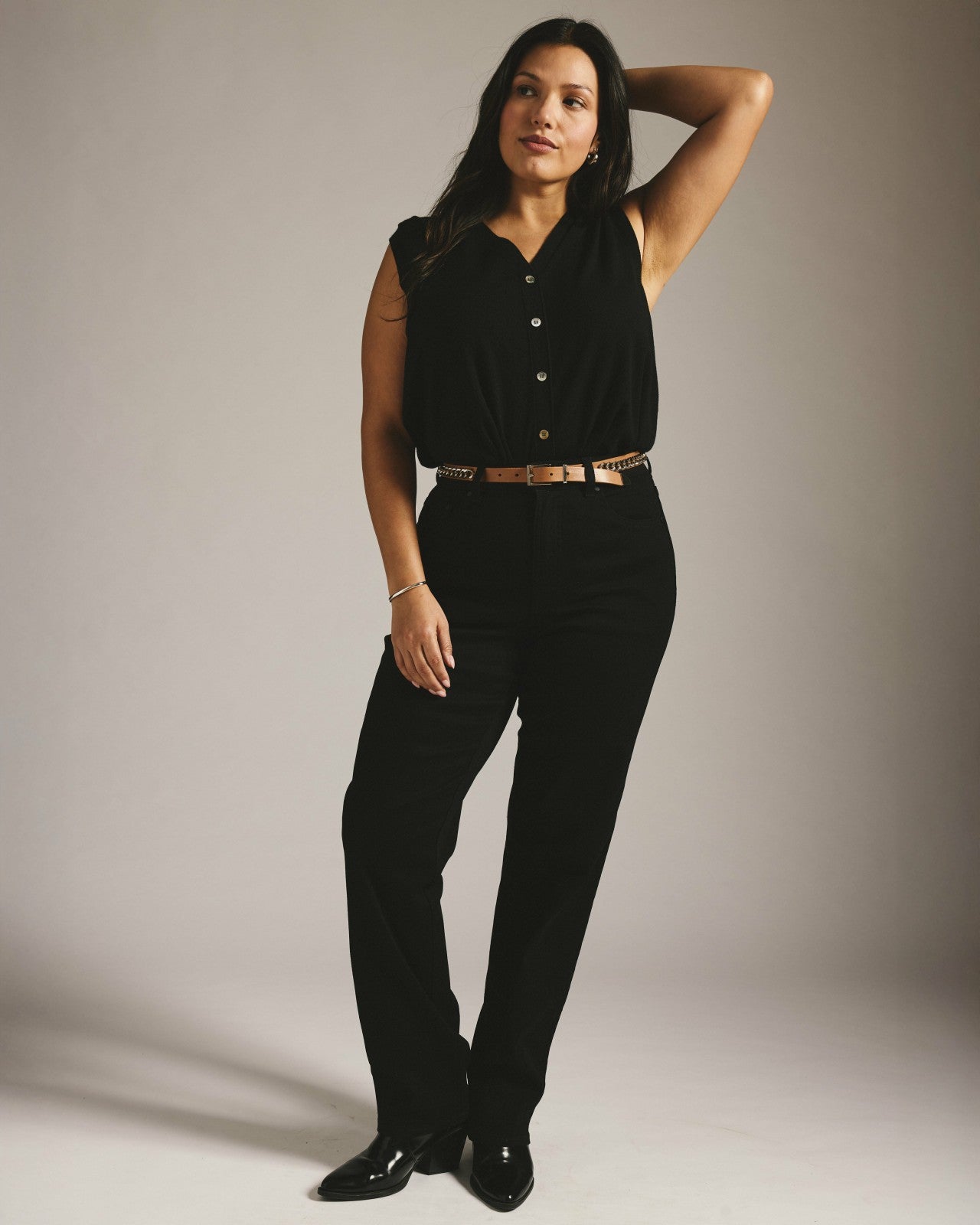 Universal Standard Donna High Rise Curve Straight Leg Jeans 32 Inch - Jet Black