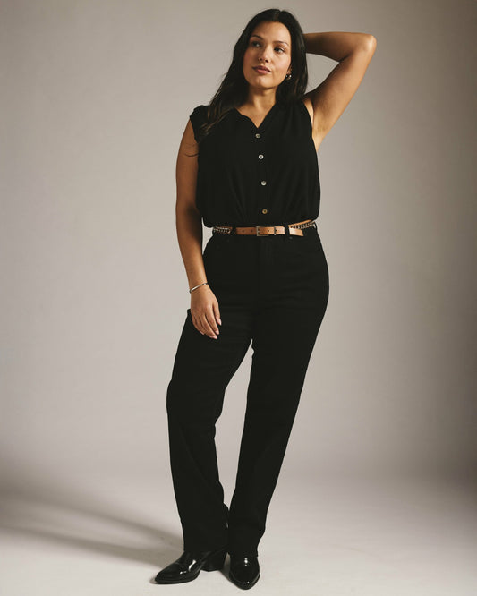 Universal Standard Donna High Rise Curve Straight Leg Jeans 32 Inch - Jet Black