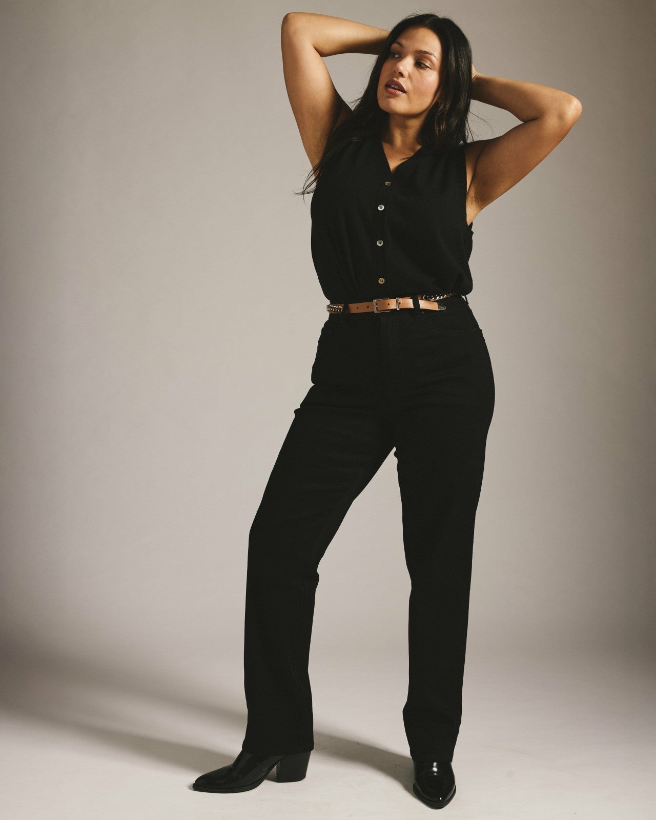 Universal Standard Donna High Rise Curve Straight Leg Jeans 32 Inch - Jet Black