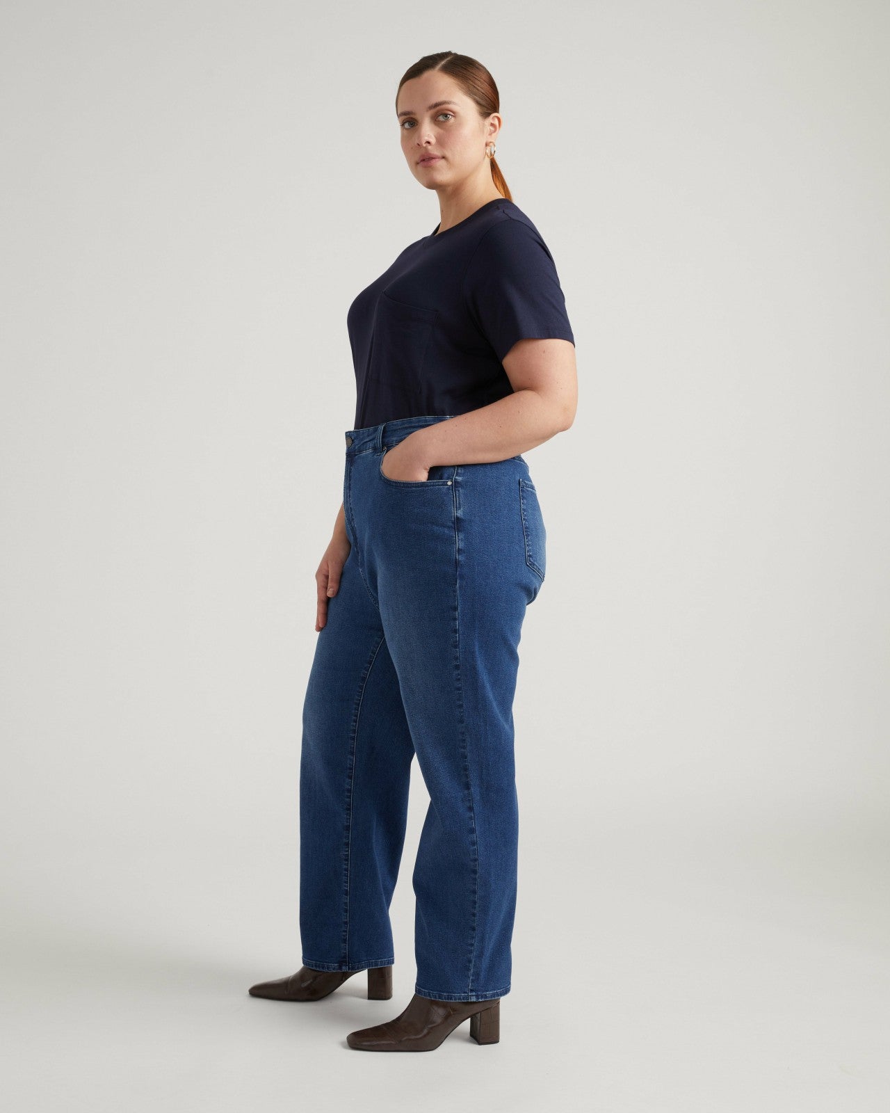Universal Standard Ella High Rise Straight Leg Jeans - True Blue