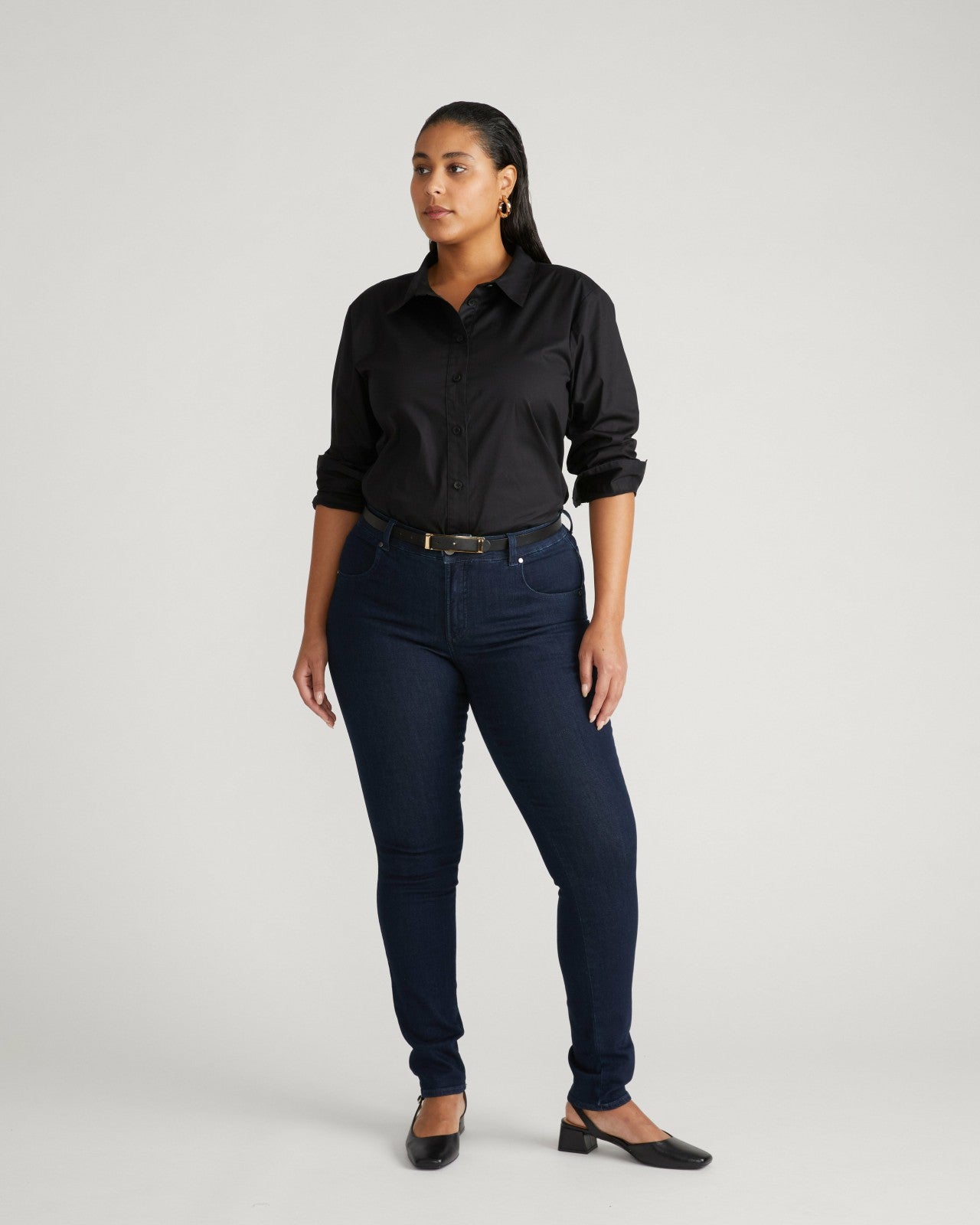 Universal Standard Seine Mid Rise Skinny Jeans 32 Inch - Dark Indigo