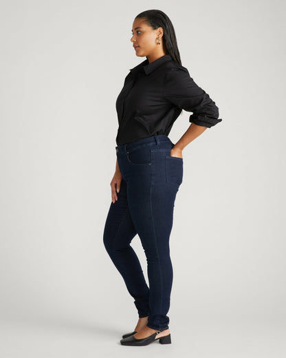 Universal Standard Seine Mid Rise Skinny Jeans 32 Inch - Dark Indigo