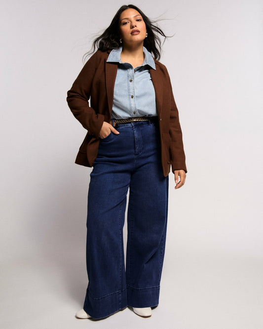 Universal Standard Carrie High Rise Wide Leg Jeans - Dark Indigo