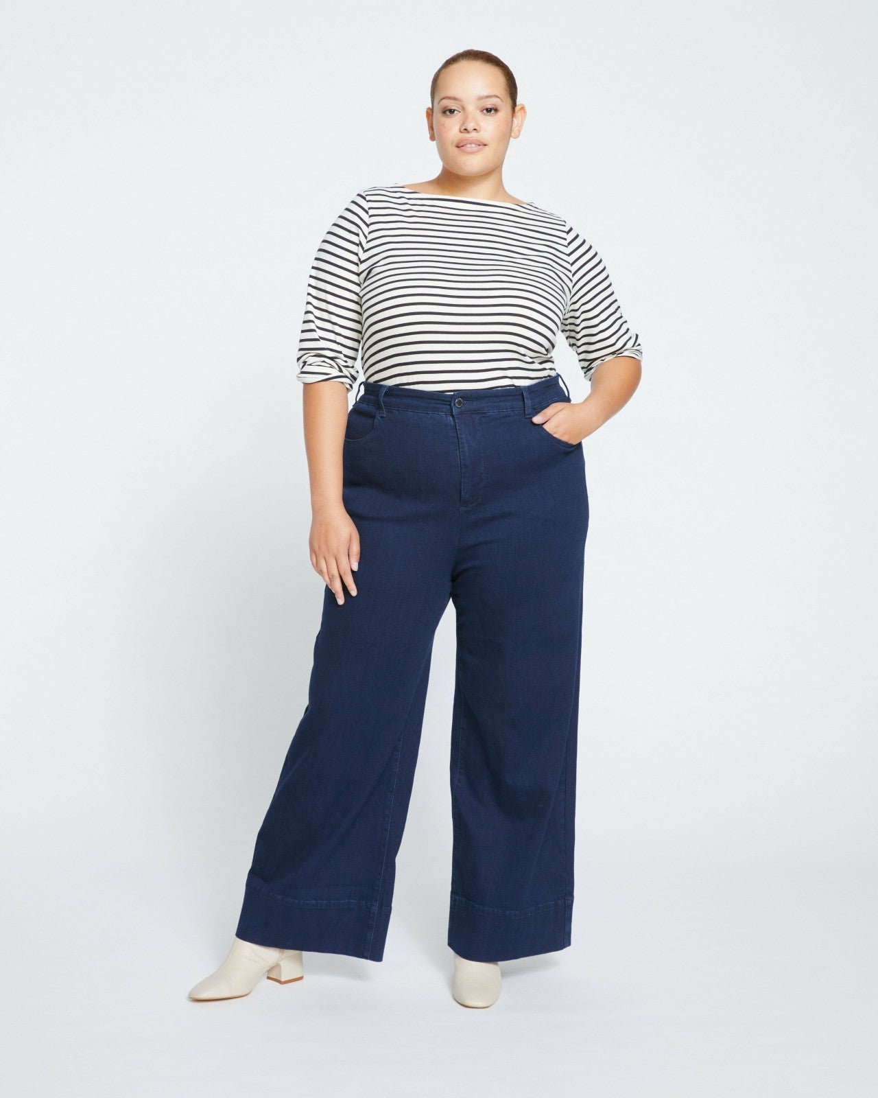 Universal Standard Carrie High Rise Wide Leg Jeans - Dark Indigo