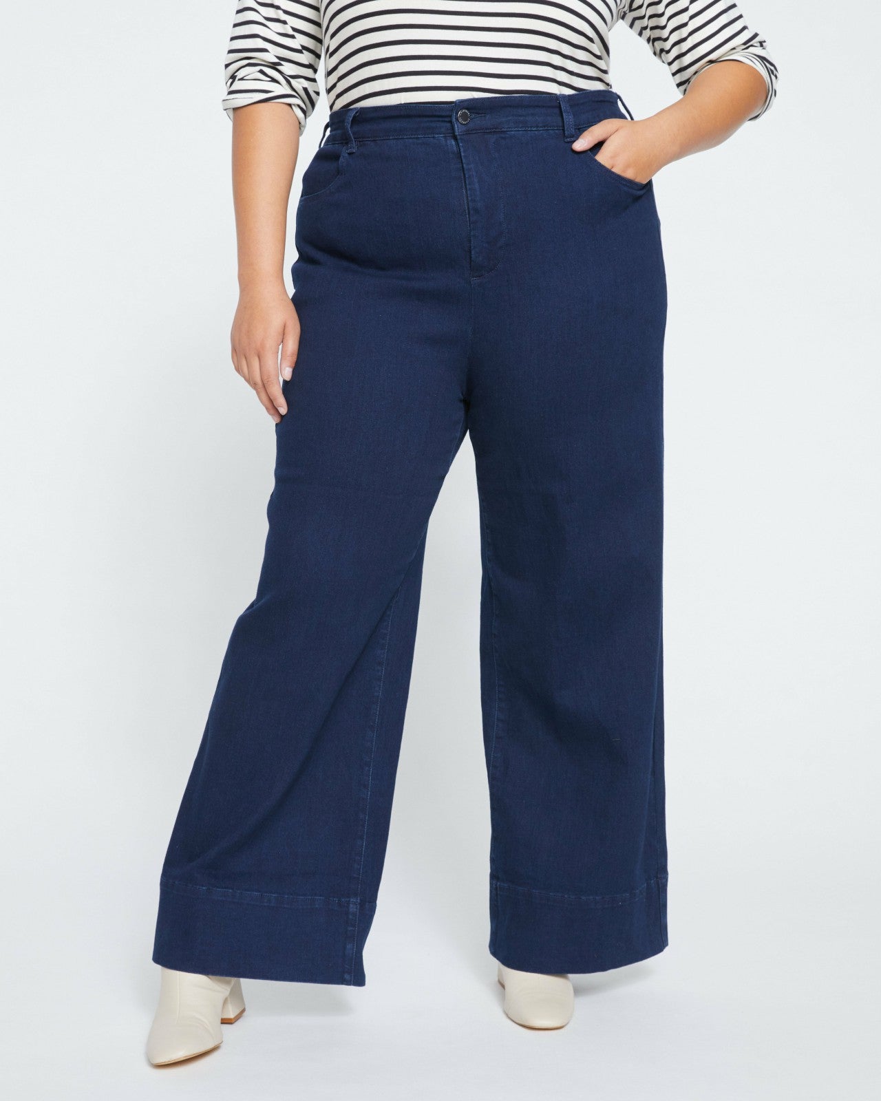 Universal Standard Carrie High Rise Wide Leg Jeans - Dark Indigo