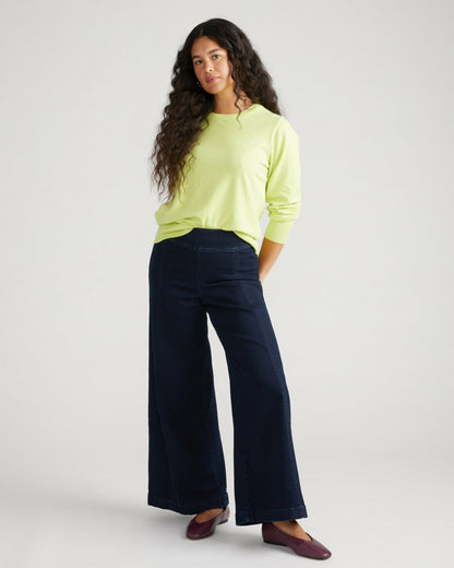 Universal Standard Olivia Pintuck Wide Leg Jeans - Dark Indigo