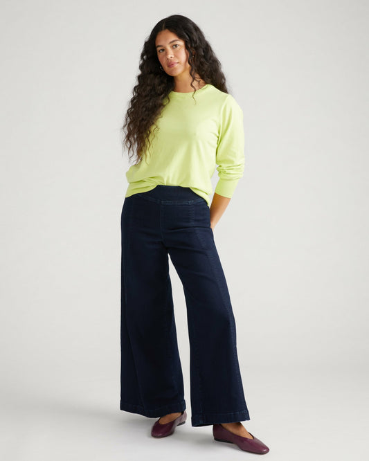 Universal Standard Olivia Pintuck Wide Leg Jeans - Dark Indigo
