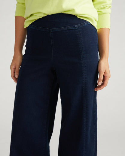 Universal Standard Olivia Pintuck Wide Leg Jeans - Dark Indigo