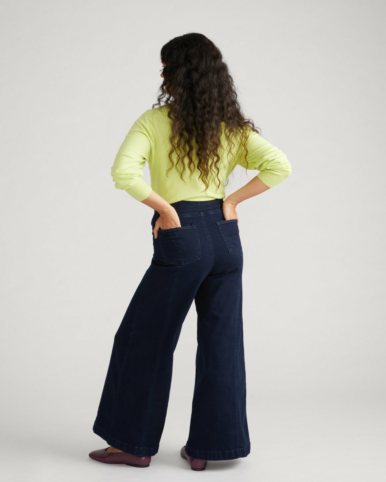 Universal Standard Olivia Pintuck Wide Leg Jeans - Dark Indigo