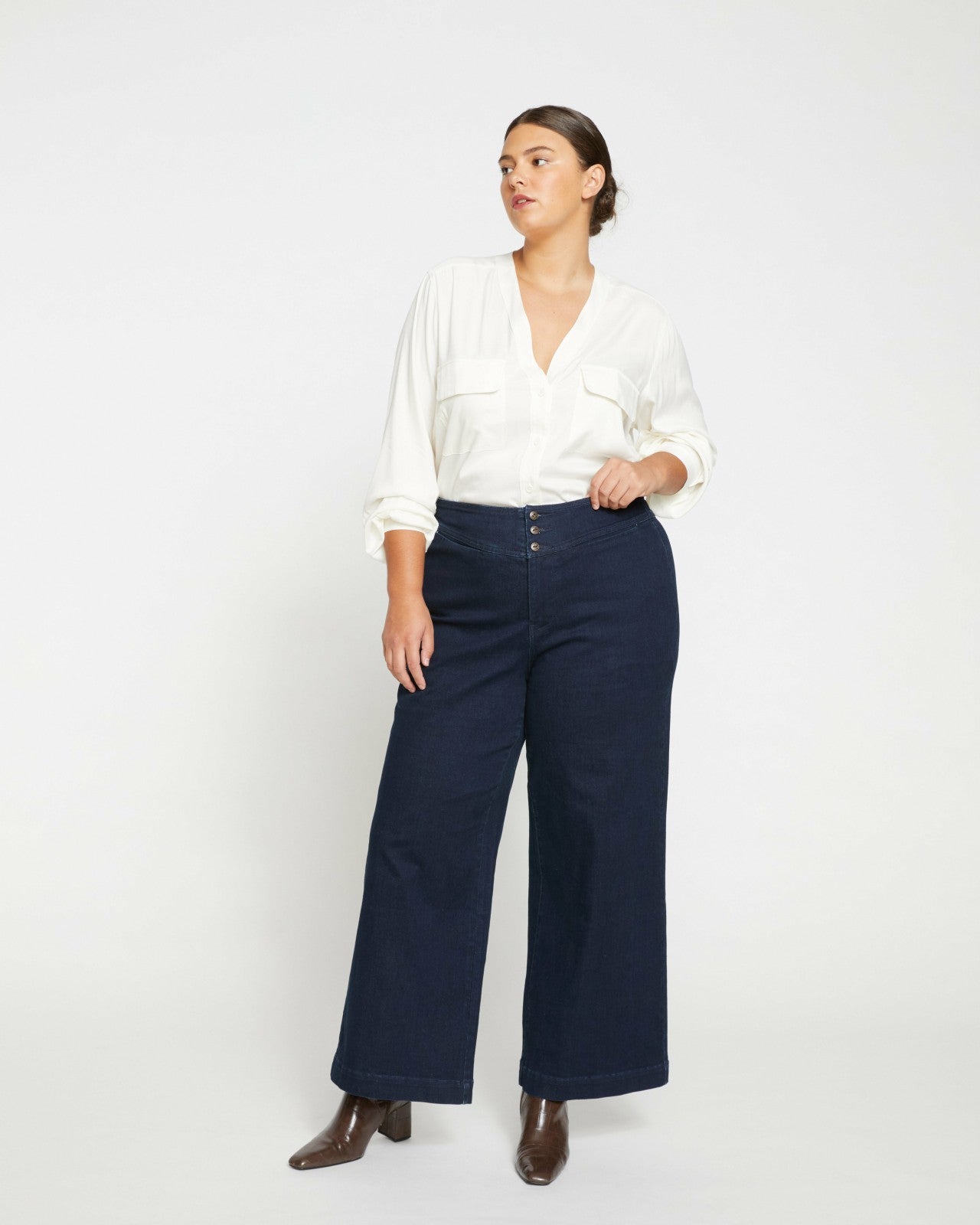 Universal Standard Charlie High Rise Sailor Jeans - Dark Indigo