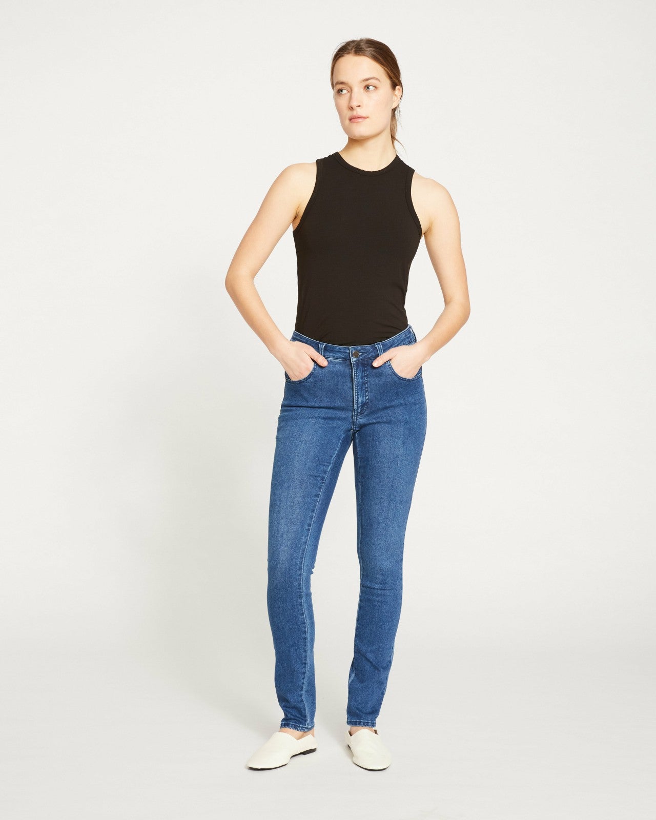 Universal Standard Seine High Rise Skinny Jeans 32 Inch - True Blue