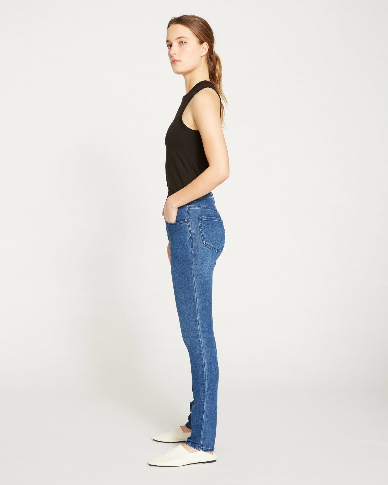 Universal Standard Seine High Rise Skinny Jeans 32 Inch - True Blue