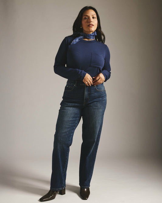 Universal Standard Etta High Rise Straight Leg Jeans 31 Inch - Saint Lawrence Blue