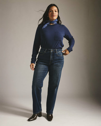 Universal Standard Etta High Rise Straight Leg Jeans 31 Inch - Saint Lawrence Blue