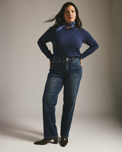 Universal Standard Etta High Rise Straight Leg Jeans 31 Inch - Saint Lawrence Blue