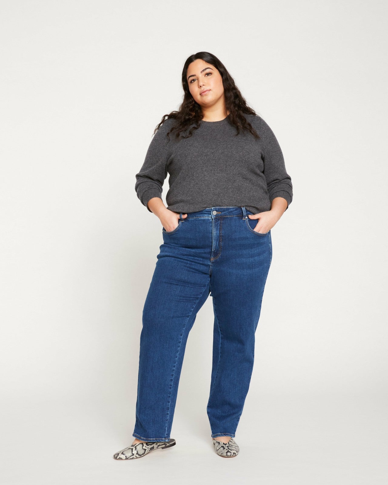 Universal Standard Etta High Rise Straight Leg Jeans 31 Inch - Aged Indigo