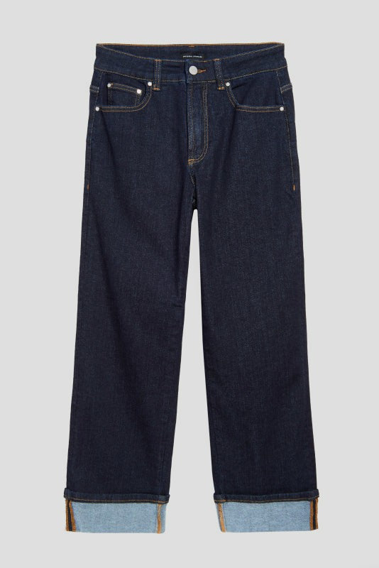 Universal Standard Stevie High Rise Cuffed Straight Leg Jeans - Vintage Indigo Selvedge