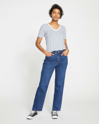 Universal Standard Donna High Rise Curve Straight Leg Jeans 32 Inch - Stonewash Indigo