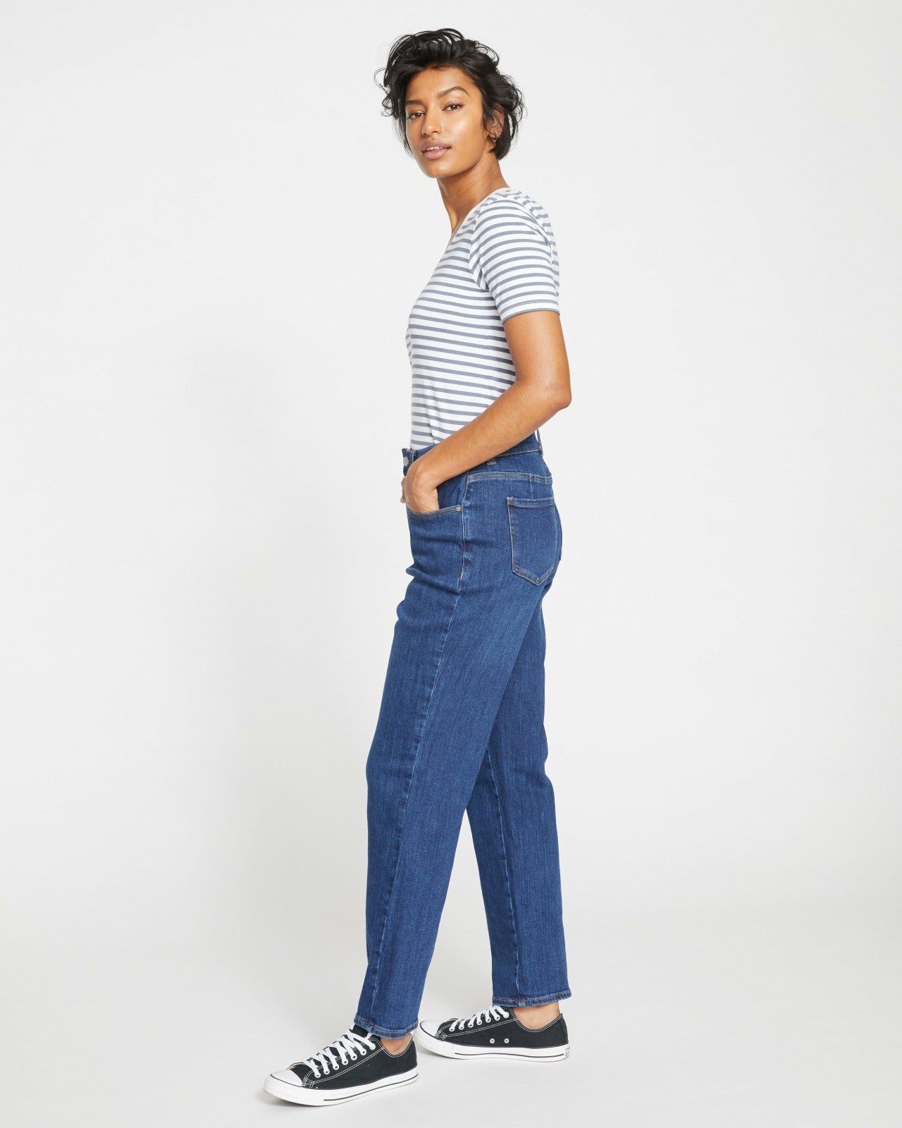 Universal Standard Donna High Rise Curve Straight Leg Jeans 32 Inch - Stonewash Indigo