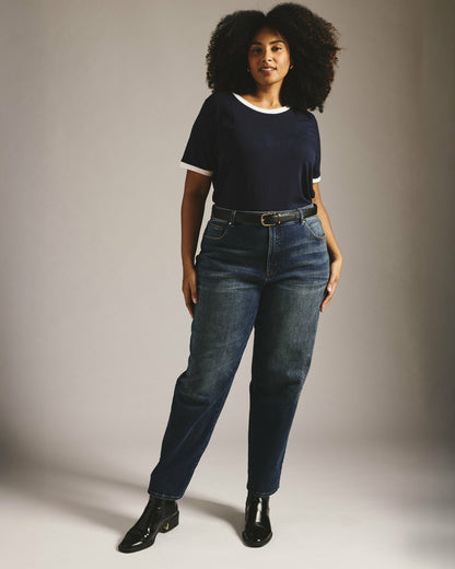 Universal Standard Donna High Rise Curve Straight Leg Jeans 32 Inch - Field of Dreams Ind
