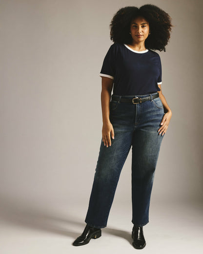 Universal Standard Donna High Rise Curve Straight Leg Jeans 32 Inch - Field of Dreams Ind