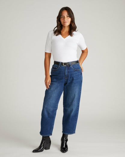 Universal Standard Dakota Cropped Barrel Leg Jeans - Naval Blue Wash