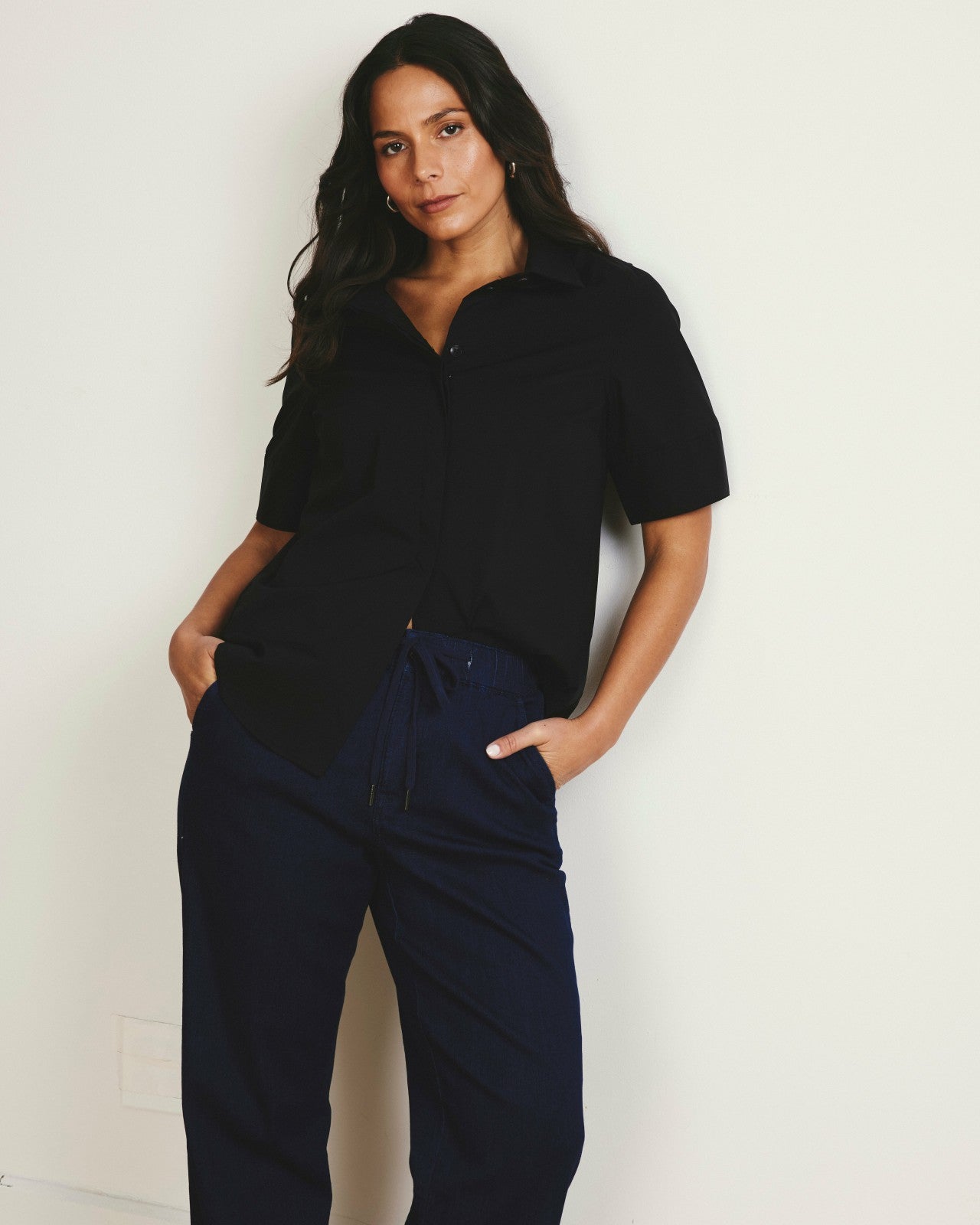 Universal Standard ComfortDenim Drawstring Jeans - Dark Indigo