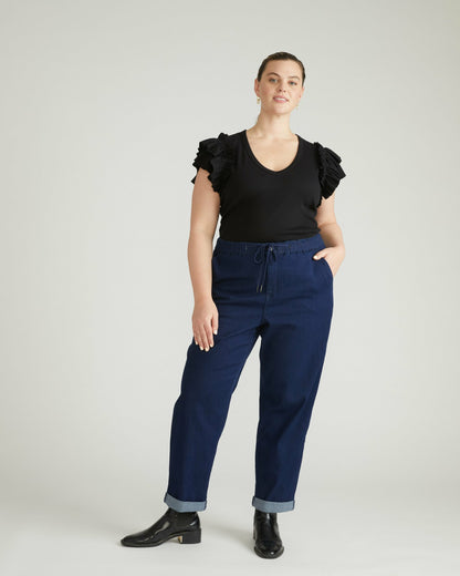 Universal Standard ComfortDenim Drawstring Jeans - Dark Indigo