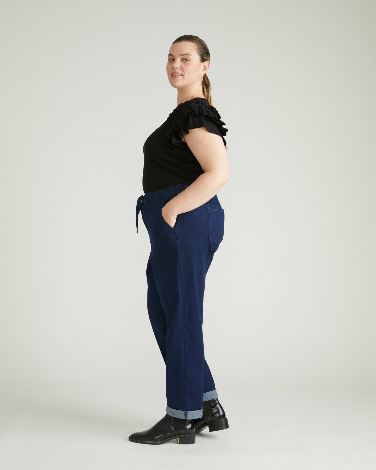 Universal Standard ComfortDenim Drawstring Jeans - Dark Indigo