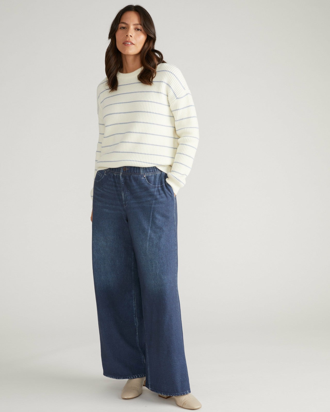 Universal Standard Wide Leg Sweatpant Jeans - Blue Mirage