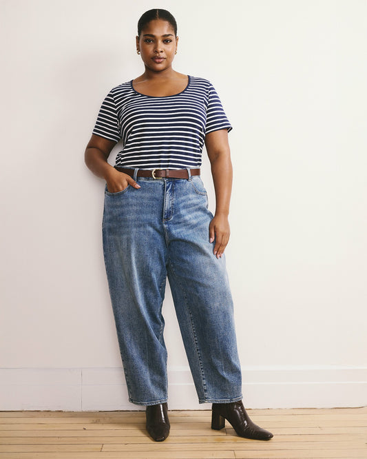Universal Standard Lou High Rise Barrel Leg Jeans - Rizzo Blue