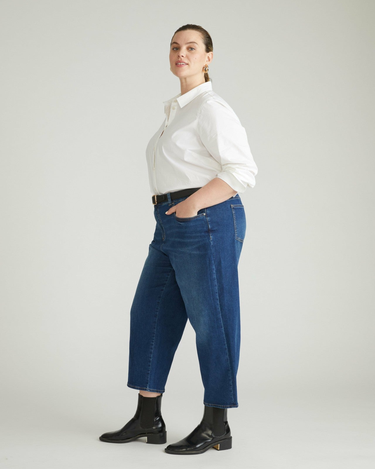 Universal Standard Bae Boyfriend Crop Jeans - Naval Blue Wash
