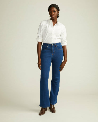 Universal Standard Farrah High Rise Flared Jeans - Pure Blue