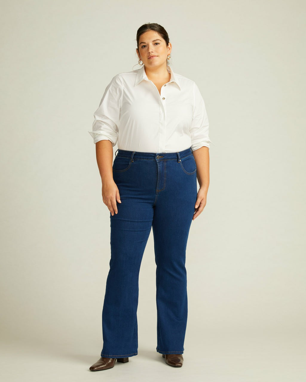Universal Standard Farrah High Rise Flared Jeans - Pure Blue