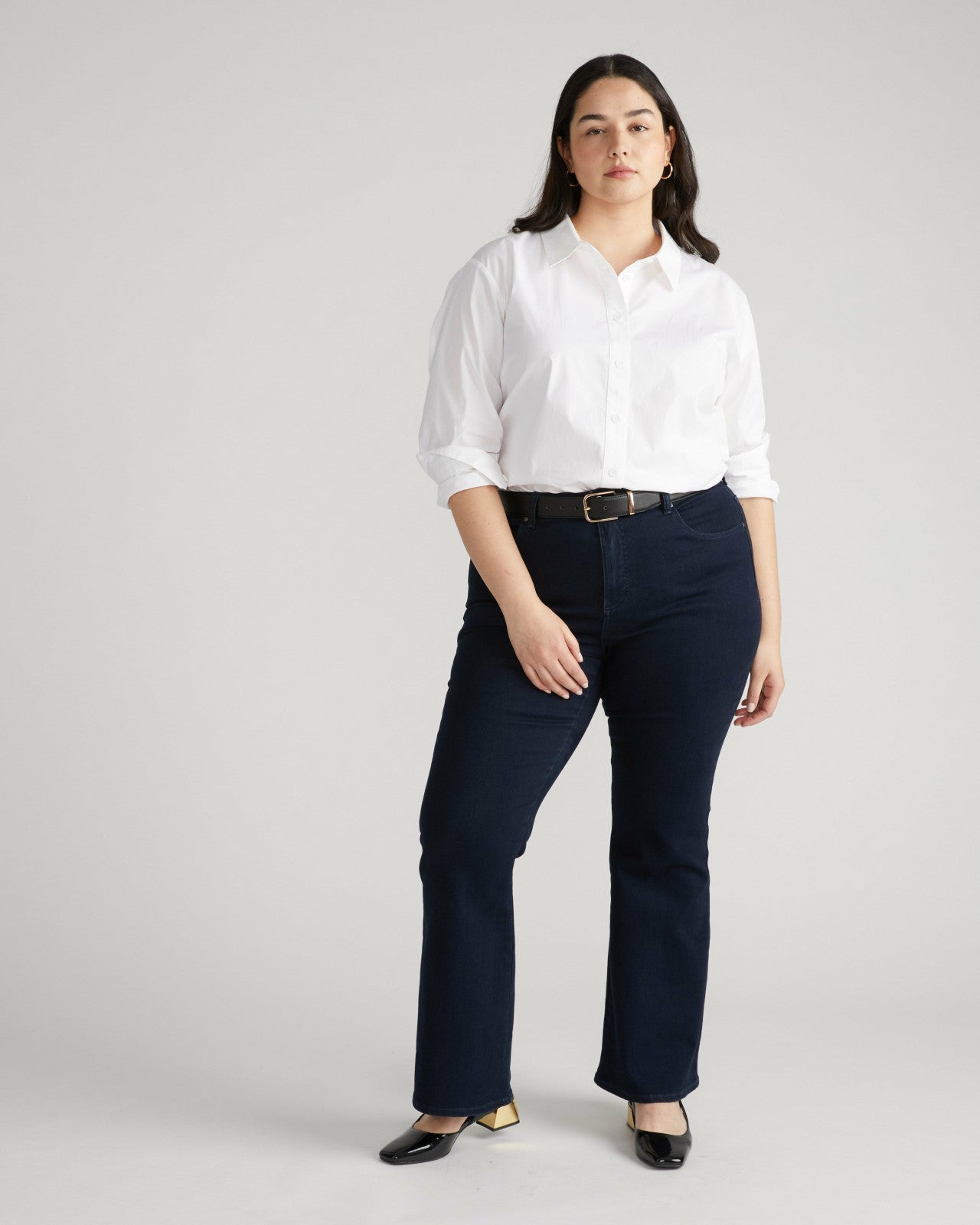 Universal Standard Farrah High Rise Flared Jeans - Dark Indigo